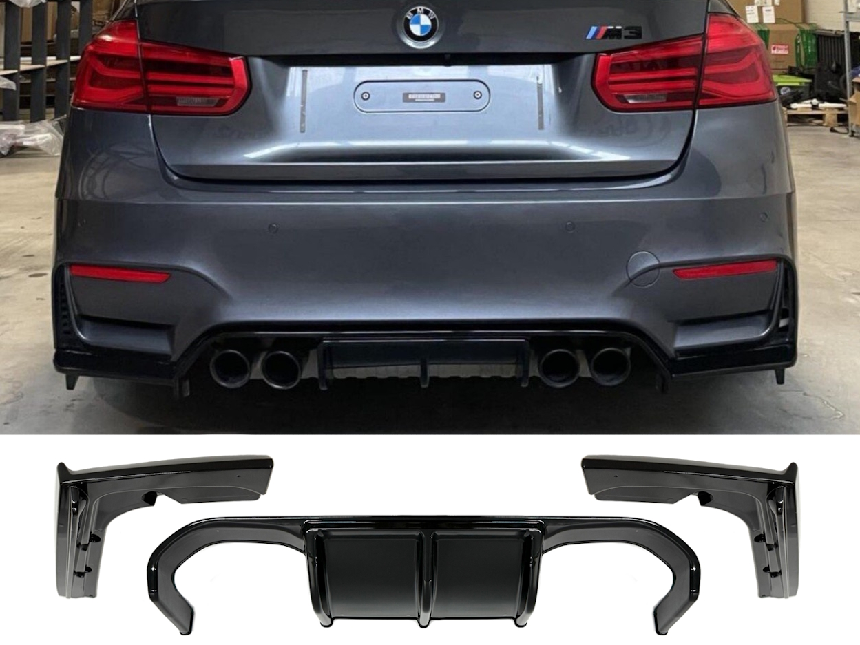 Накладка заднього бампера дифузор M-Vorsteiner до бампера M3 для BMW 3 series F30 2012-2018, колір чорний глянець