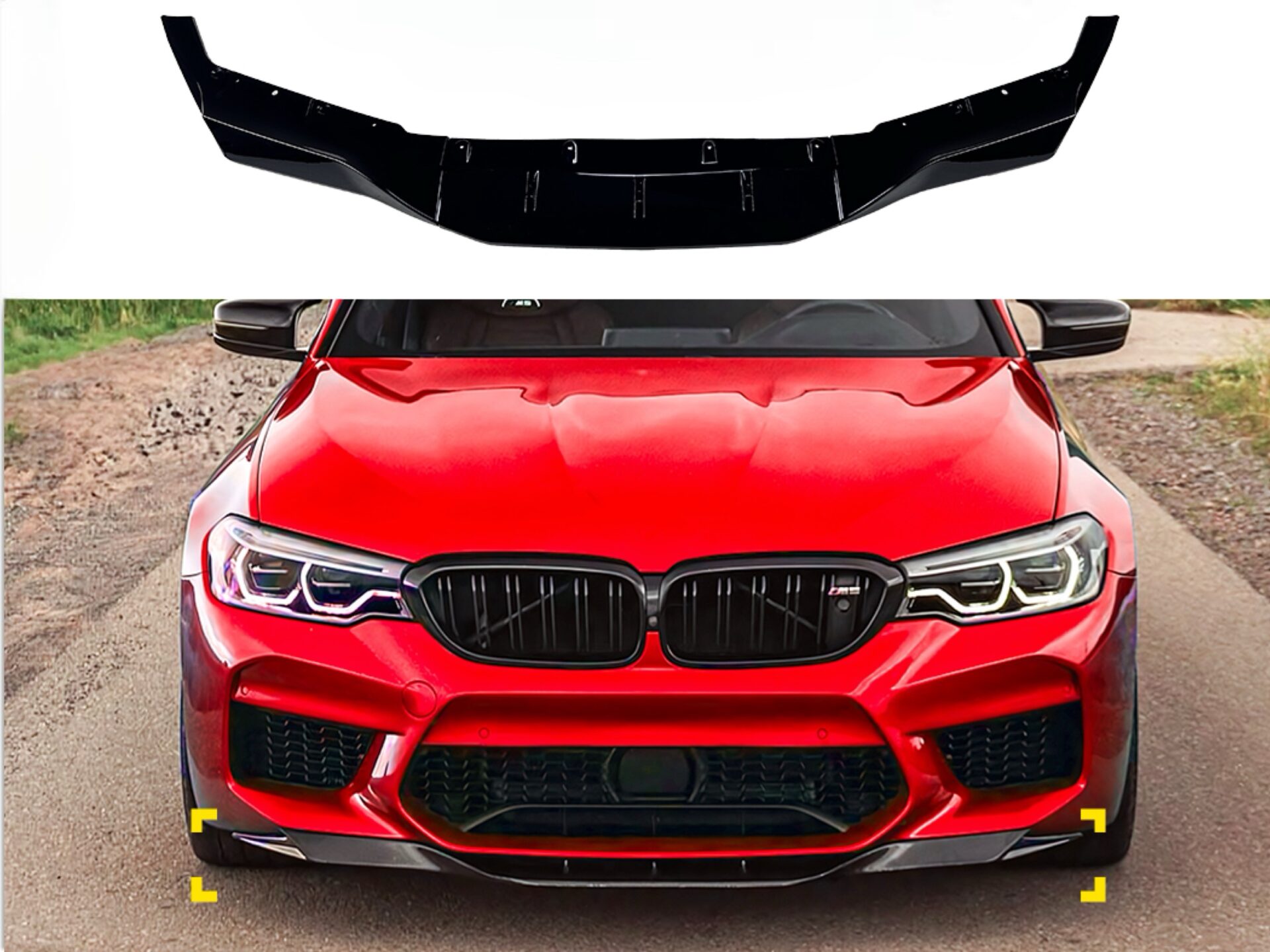 Спідниця накладка переднього бампера M5 BMW 5 series G30 G31 M5 F90 2016-2020 ABS пластик, чорний глянець