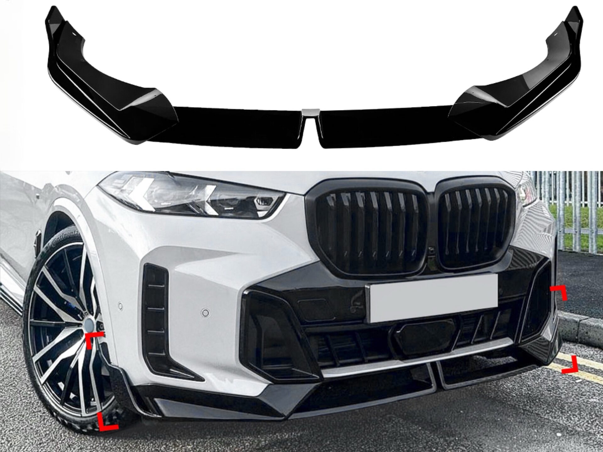 Спідниця переднього бампера M-Perfomance для BMW X5 G05 LCI 2022+ ABS пластик, чорний глянець