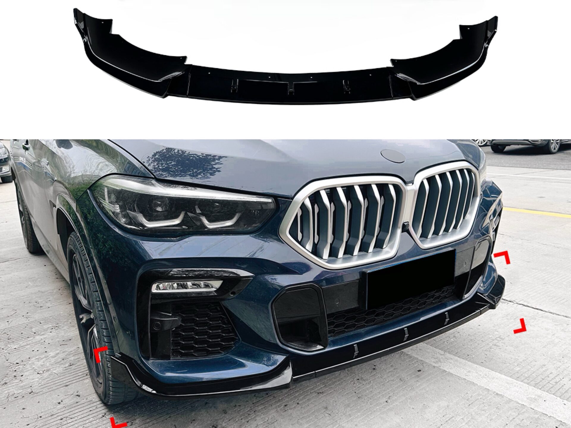 Спідниця переднього бампера M-Perfomance для BMW X6 G06 2019-2022 ABS пластик, чорний глянець