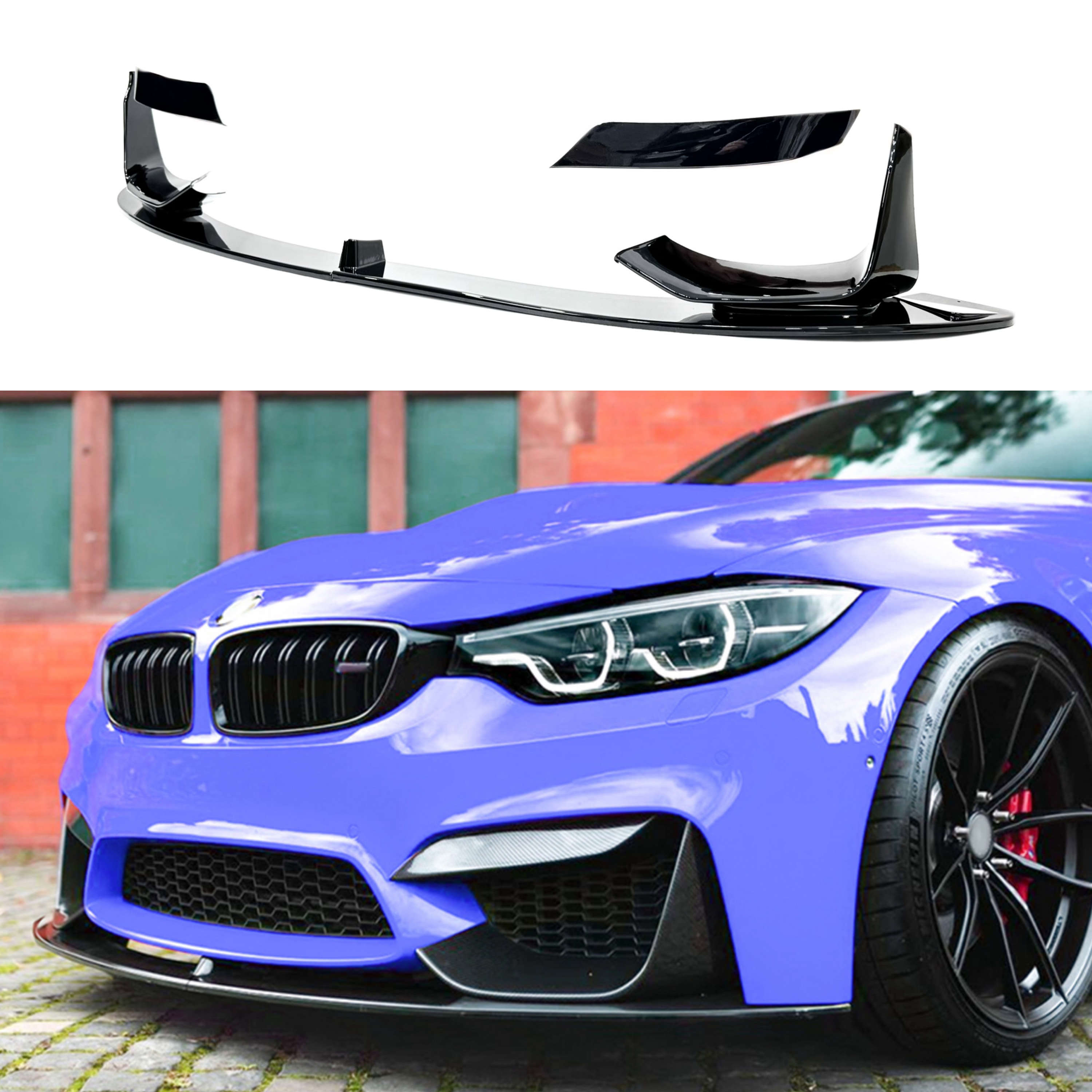 Спідниця переднього бампера BMW M4 F81 F82 F83 абс пластик, чорний глянець
