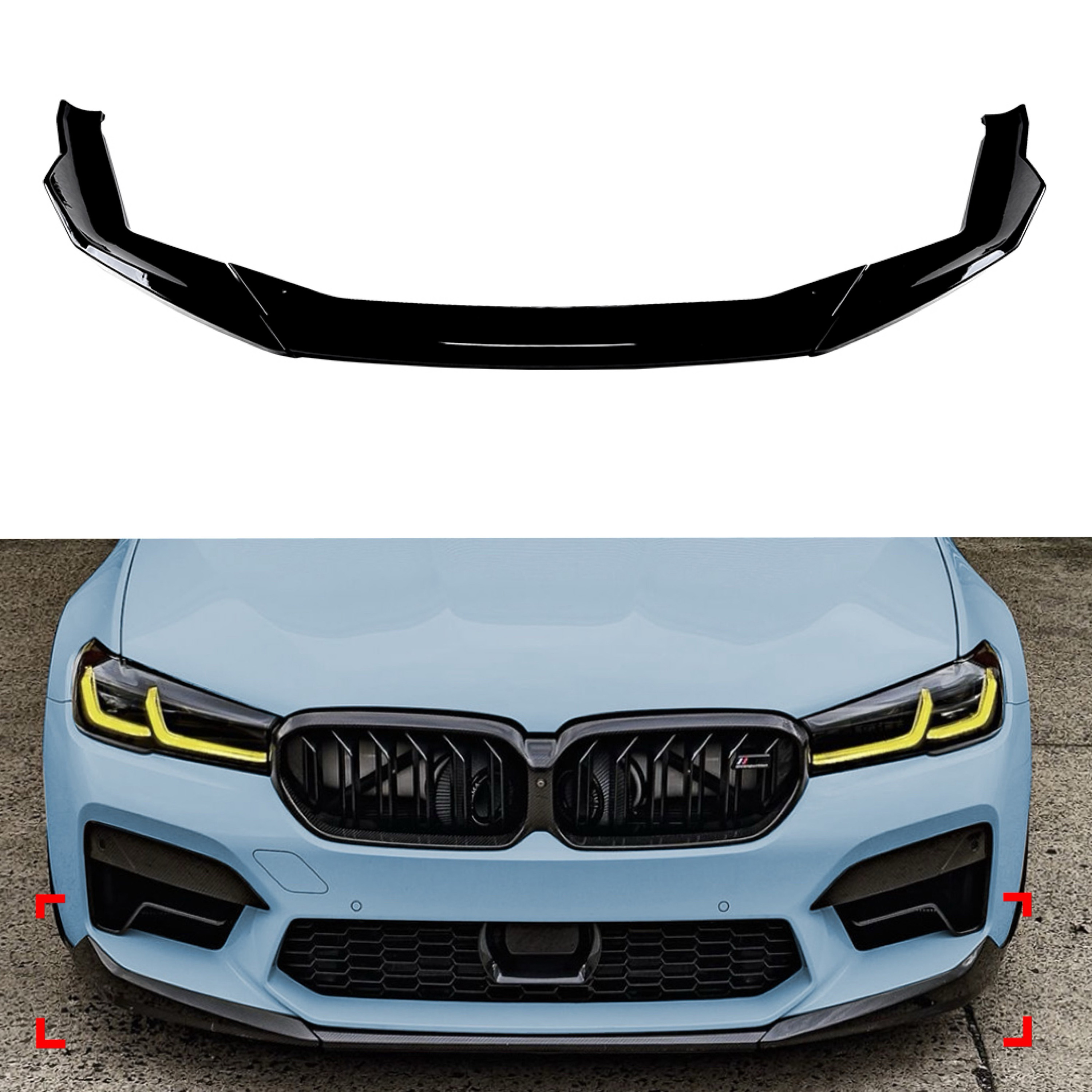 Спідниця накладка переднього бампера M5 BMW 5 series G30 G31 M5 F90 LCI 2020-2023 ABS пластик, чорний глянець