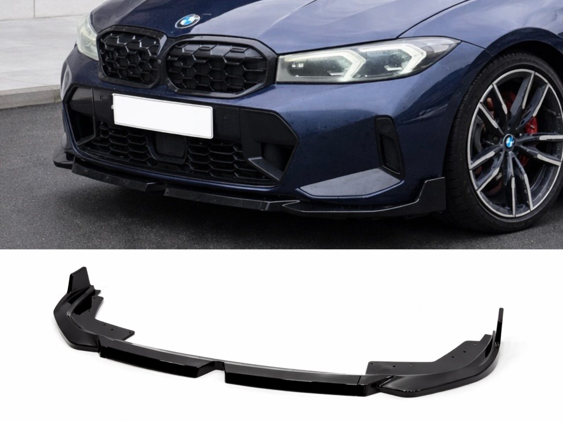 Спідниця накладка переднього бампера M-Performance BMW 3 series G20 G21 LCI 2022+ ABS пластик колір чорний глянець