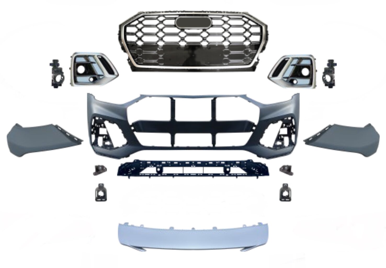 Бампер передній у зборі S-Line CHROME для Audi Q5 2021-2024