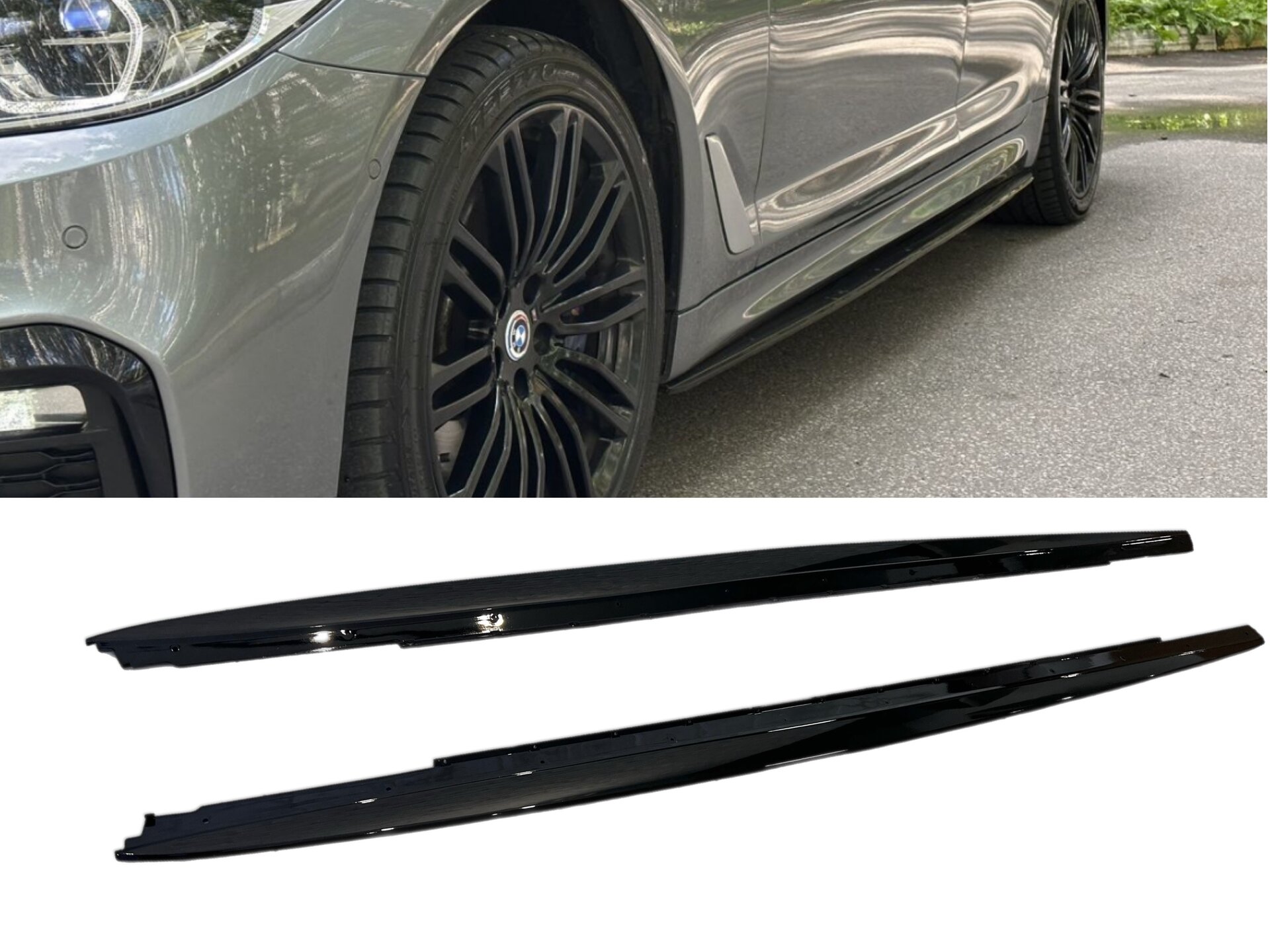 Леза під пороги M-Perfomance BMW 5 series G30 G31 2017- 2шт. чорний глянець