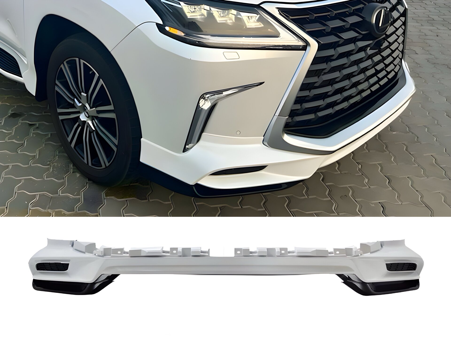 Обвіс спідниця переднього бампера Lexus LX 570 450d 2015-2022 колір білий