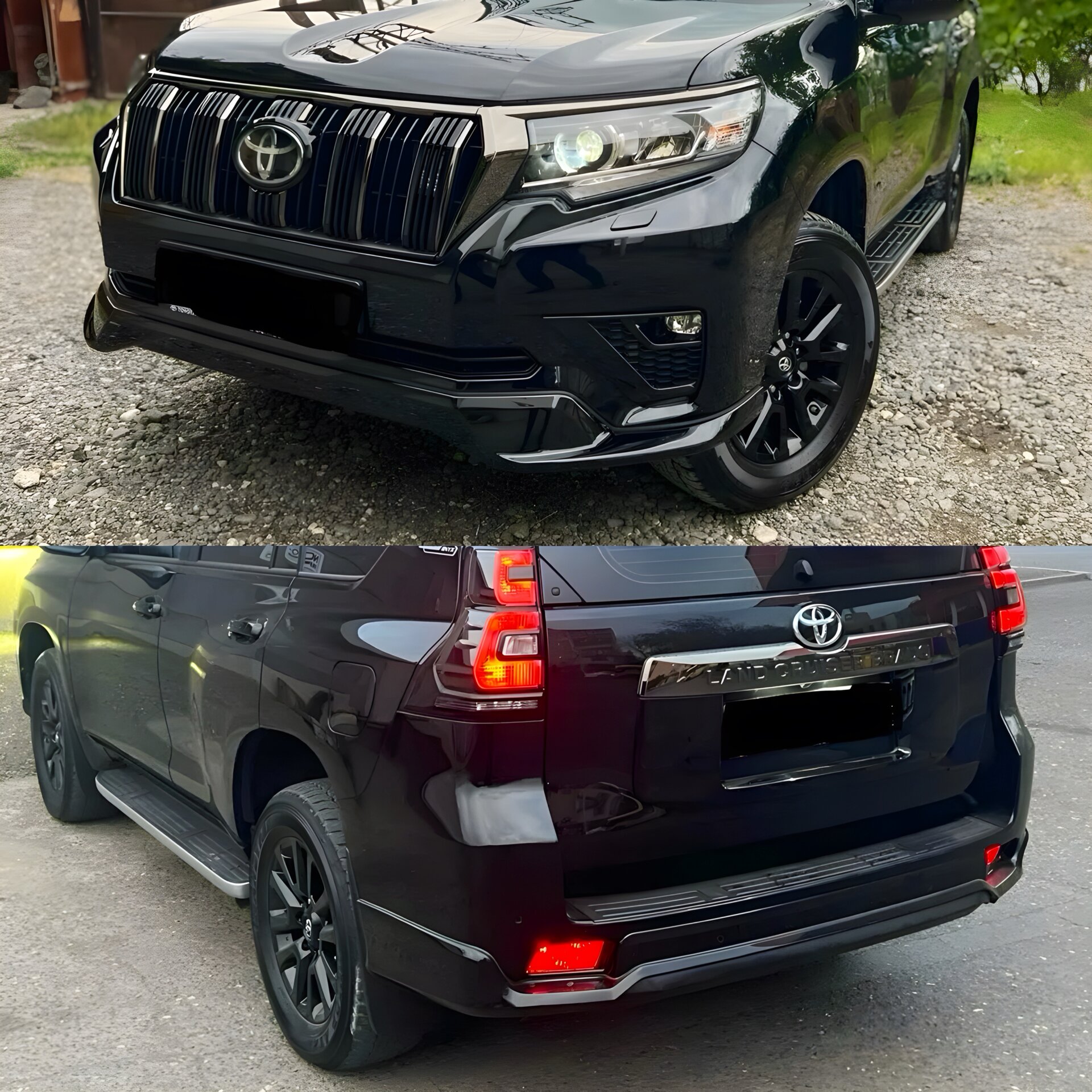 Обвіс ONYX BLACK Toyota Land Cruiser Prado 150 2018-2023 колір чорний 202, спідниця передня, задня, накладки птф
