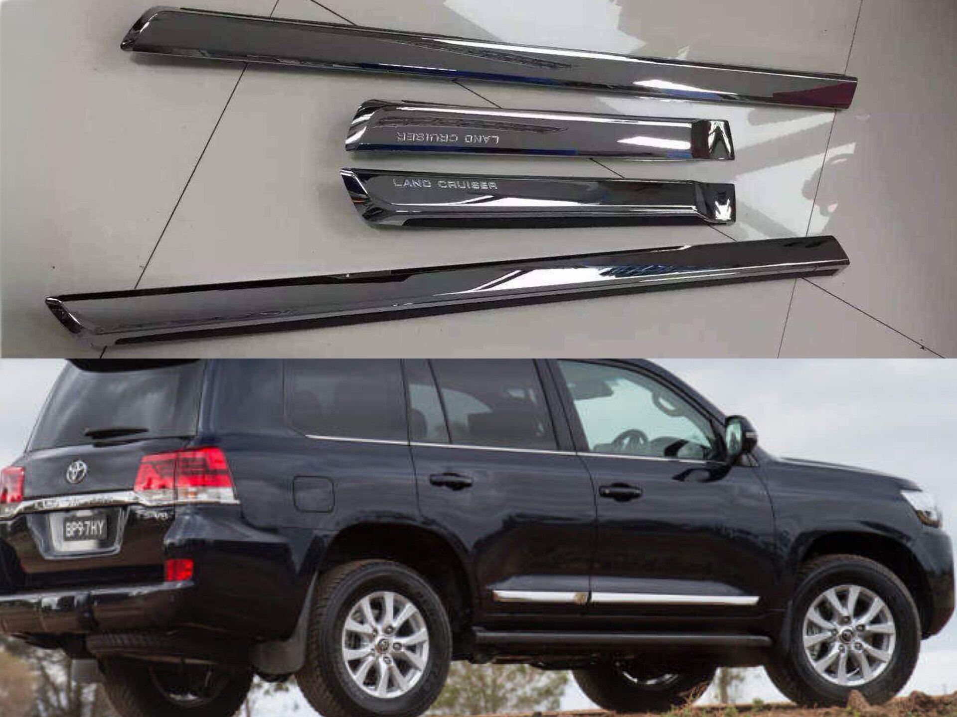 Молдінги на двері Toyota Land Cruiser 200 2007-2021 дизайн в стилі рестайлінг 2016+ хромовані