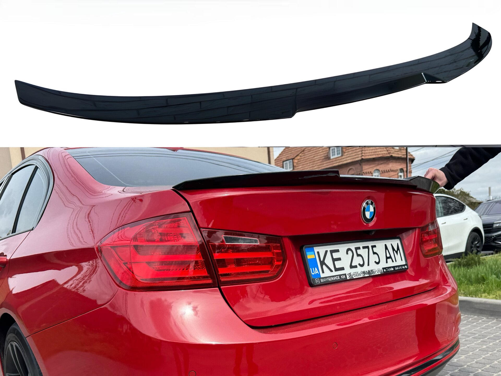 Спойлер лип стиль M4 для BMW 3 series F30 2012-2018 ABS пластик, чорний глянець