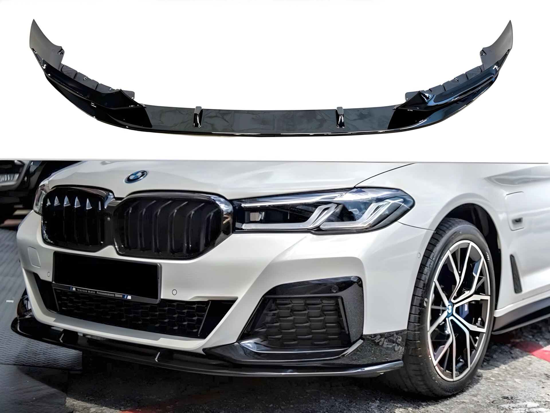 Накладка переднього бампера M Performance BMW 5 series G30 G31 LCI 2020-2023, чорний глянець