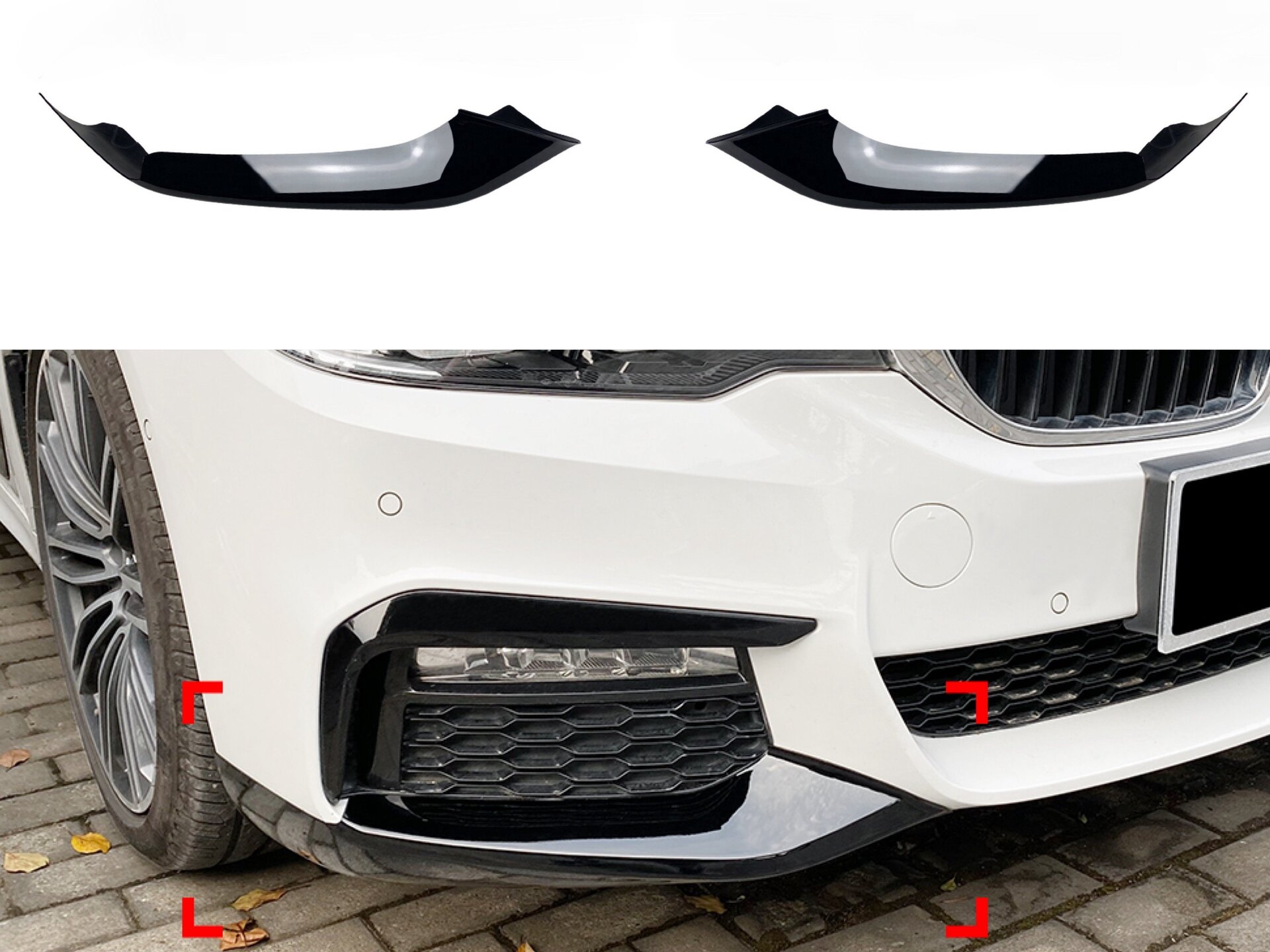 Ікла переднього бампера M performance BMW 5 series G30 G31 2016-2020 ABS пластик, чорний глянець