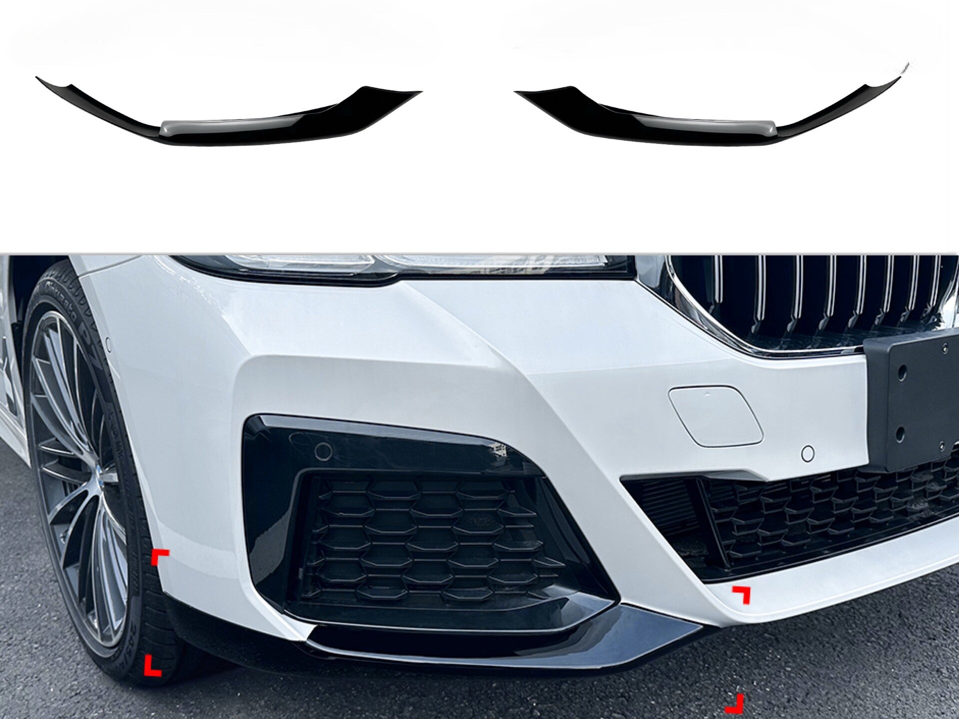 Ікла переднього бампера M performance BMW 5 series G30 G31 LCI 2020-2023 ABS пластик, чорний глянець