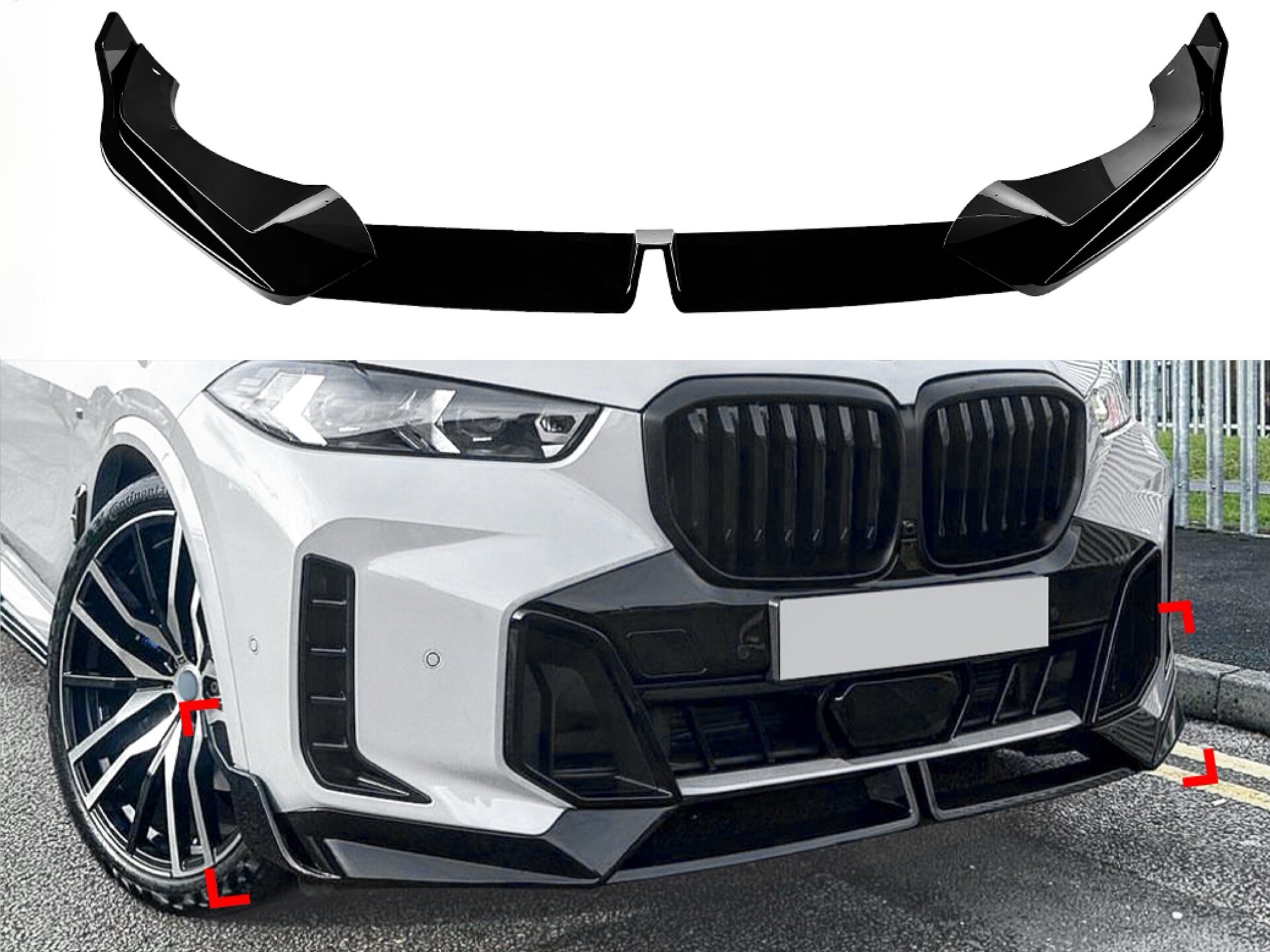 Спідниця переднього бампера M-Perfomance для BMW X5 G05 LCI 2022+ ABS пластик, чорний глянець