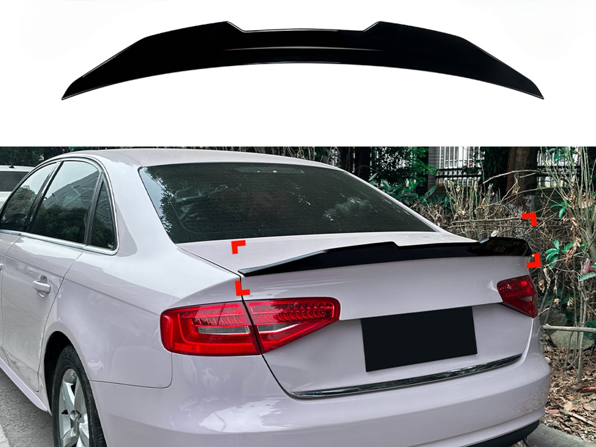 Спойлер ліп стиль PSM для Audi A4 B8 2008-2016 ABS пластик, колір чорний глянець