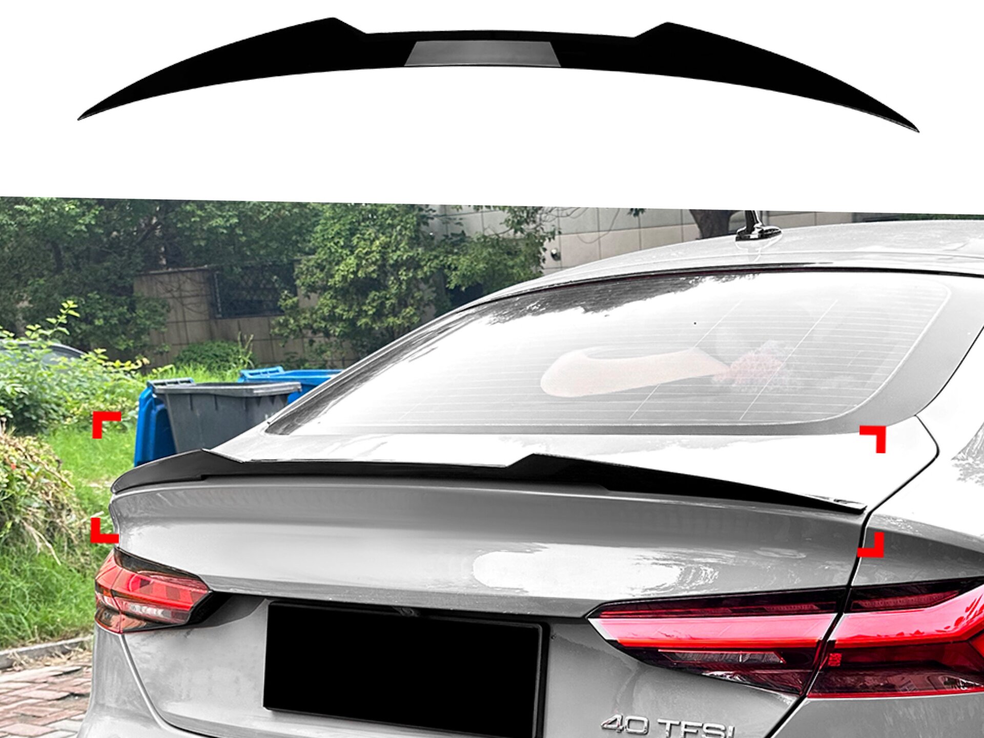 Спойлер лип стиль M4 для Audi A5 B9 2016-2023 ABS пластик, колір чорний глянець