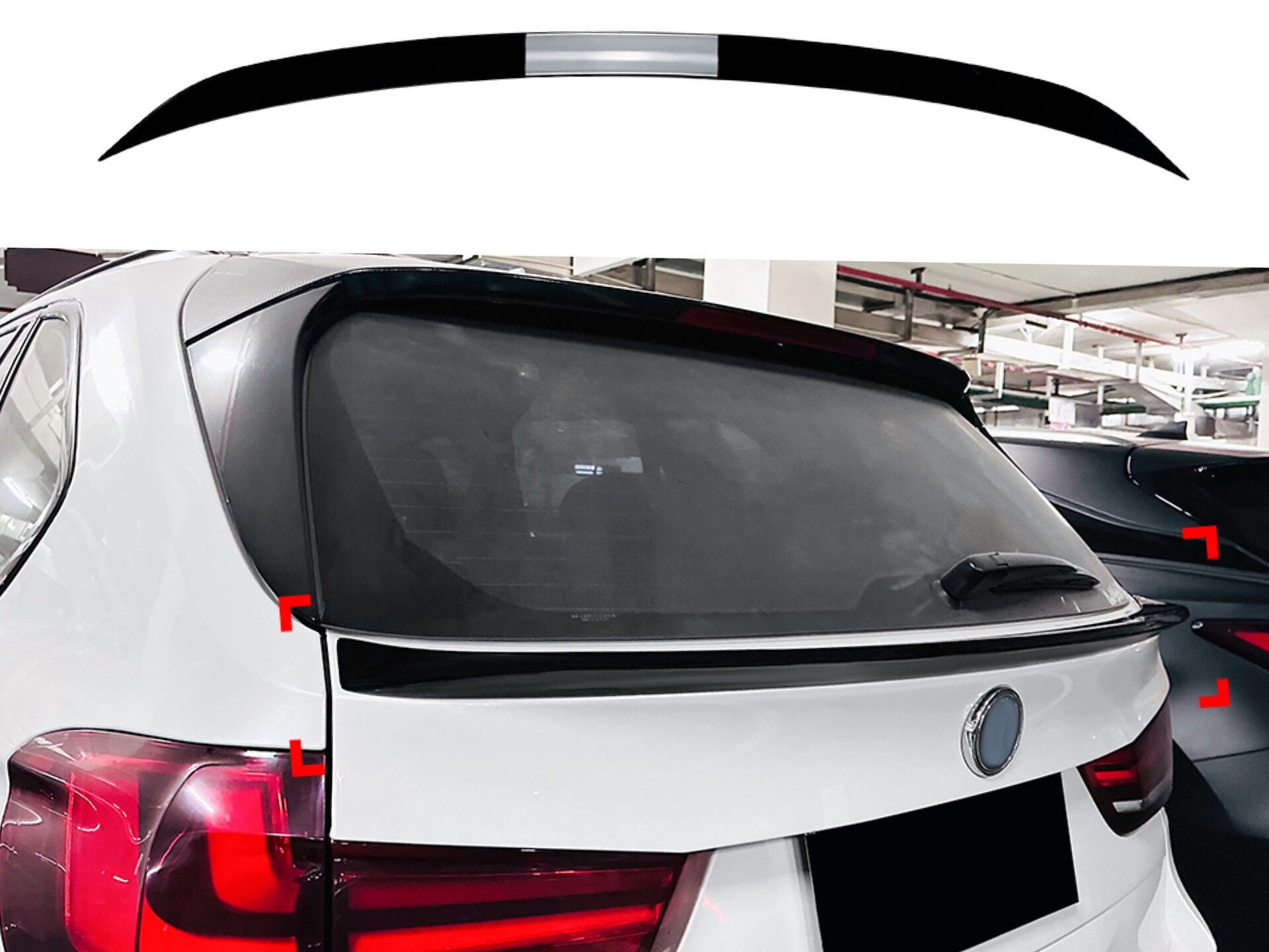 Спойлер під скло (нижній) BMW X5 F15 2013-2018 ABS пластик колір, чорний глянець