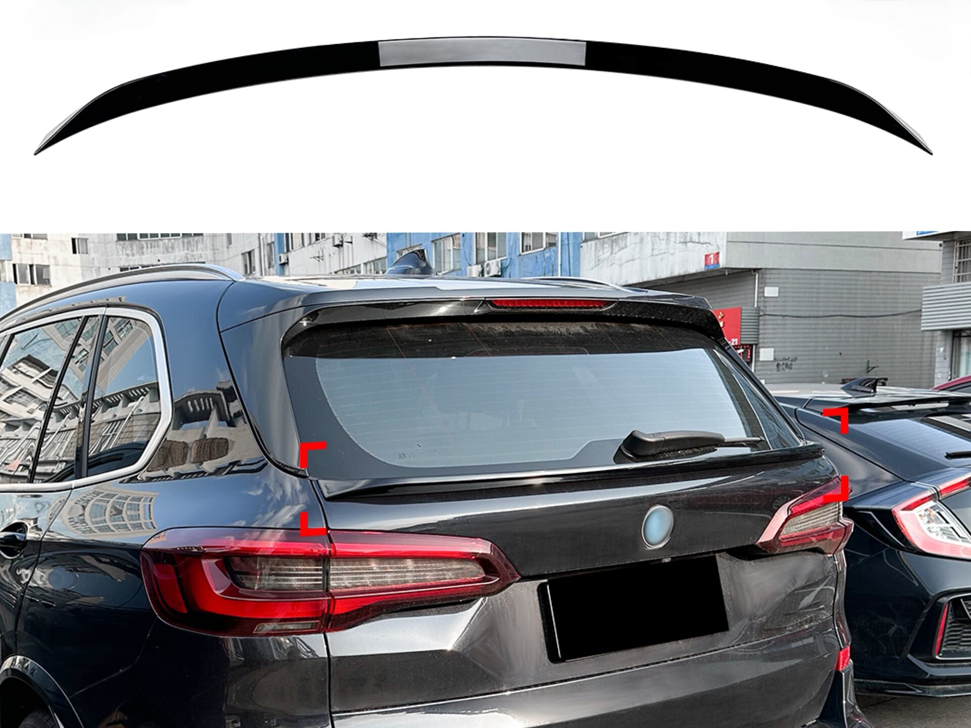 Спойлер під скло (нижній) BMW X5 G05 2018+ ABS пластик колір, чорний глянець