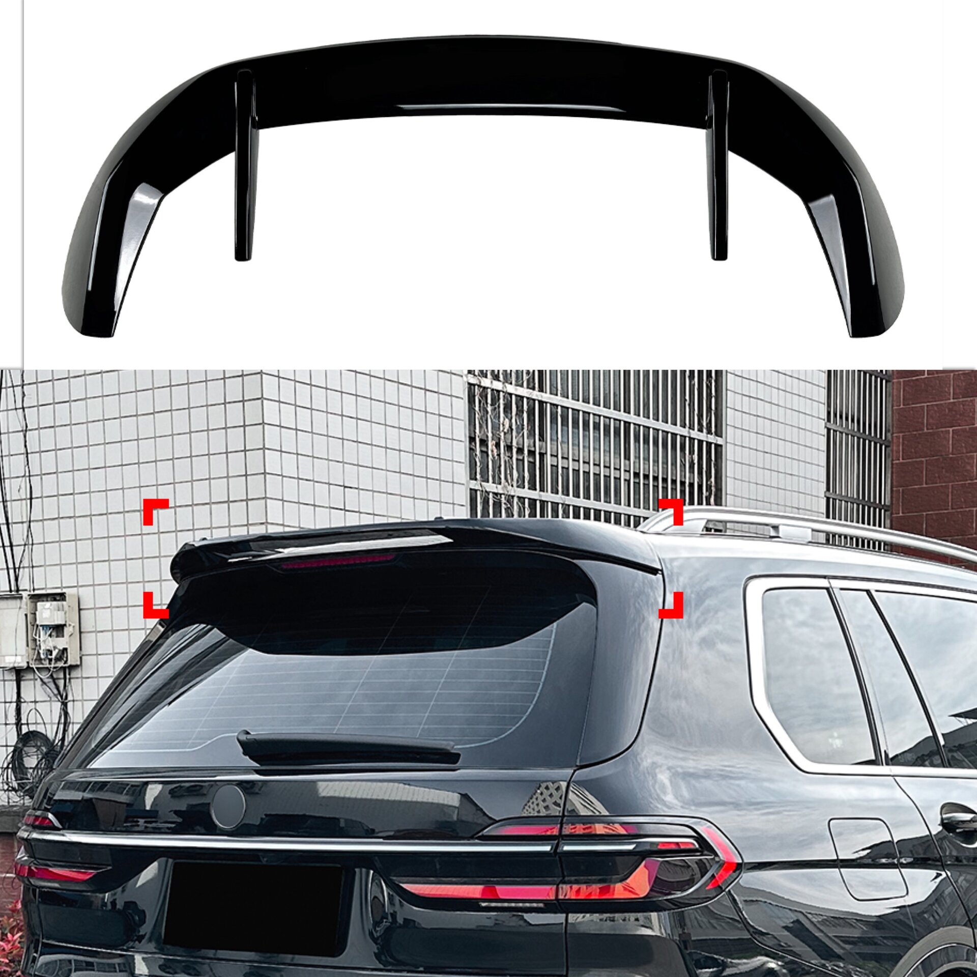 Спойлер на крышку багажника BMW X7 G07 2019- ABS пластик, цвет черный глянец