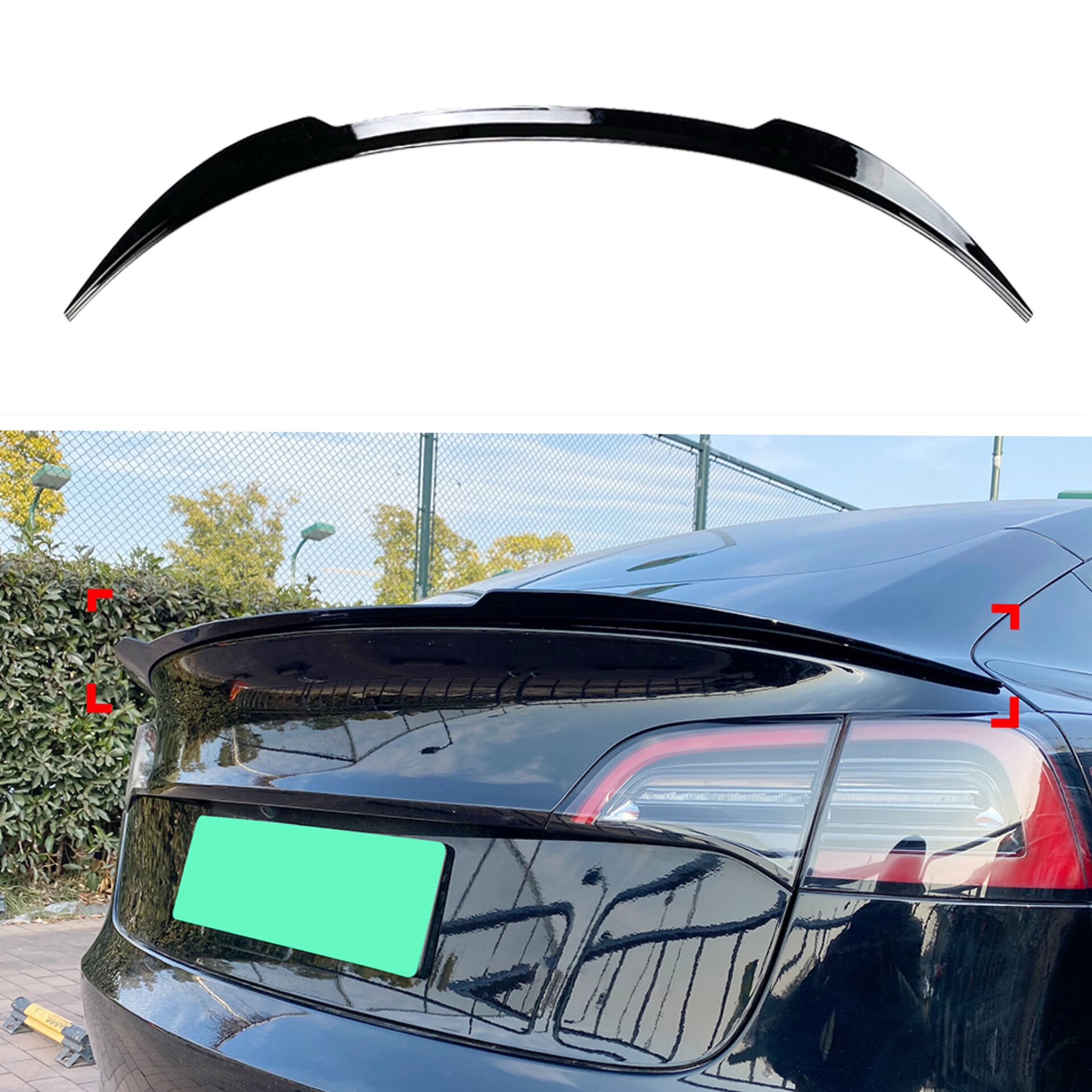 Спойлер ліп Maxton Design для Tesla Model 3 2017-2024 ABS пластик, колір чорний глянець