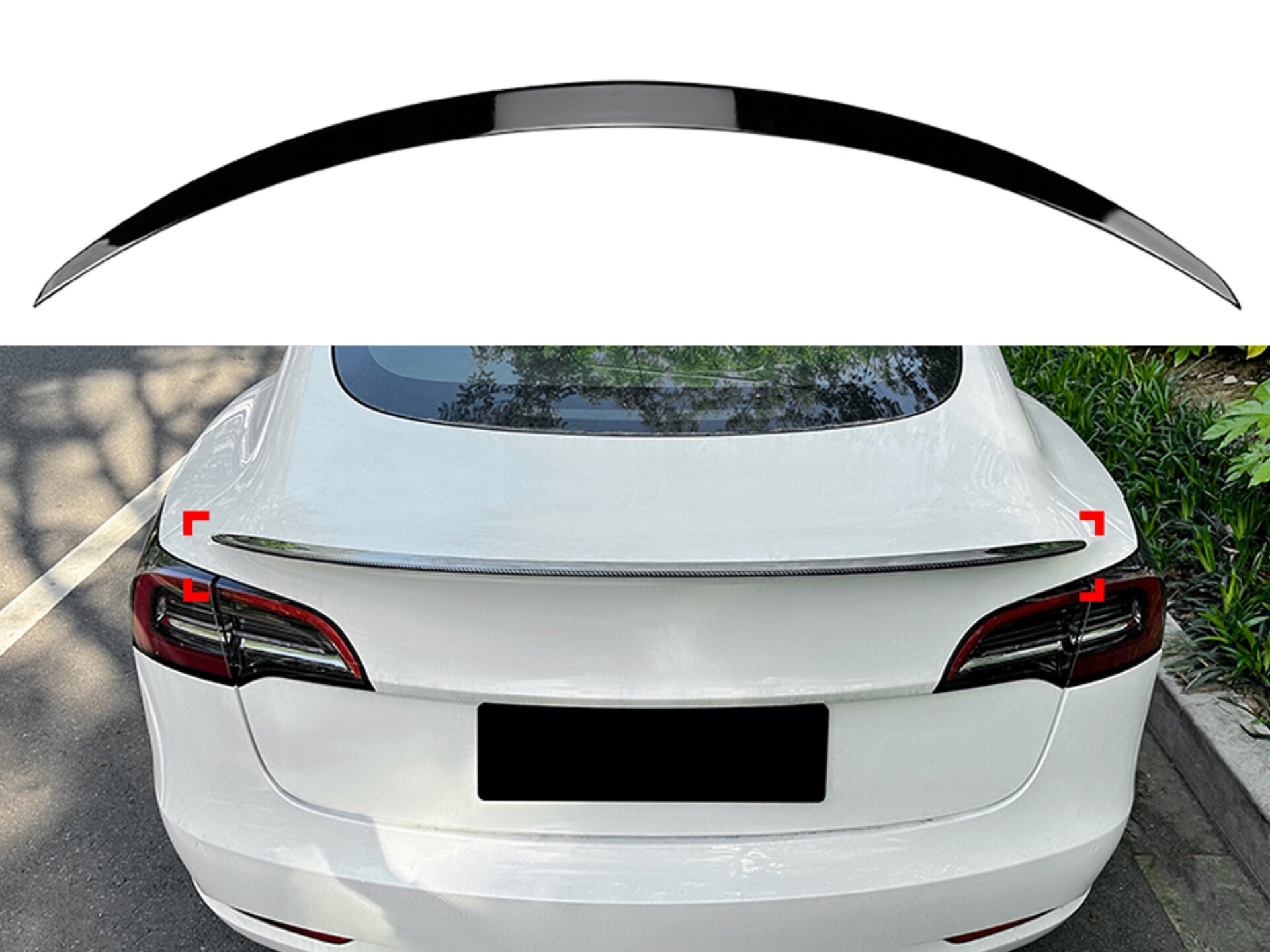 Спойлер ліп для Tesla Model 3 2017-2024 ABS пластик, колір чорний глянець