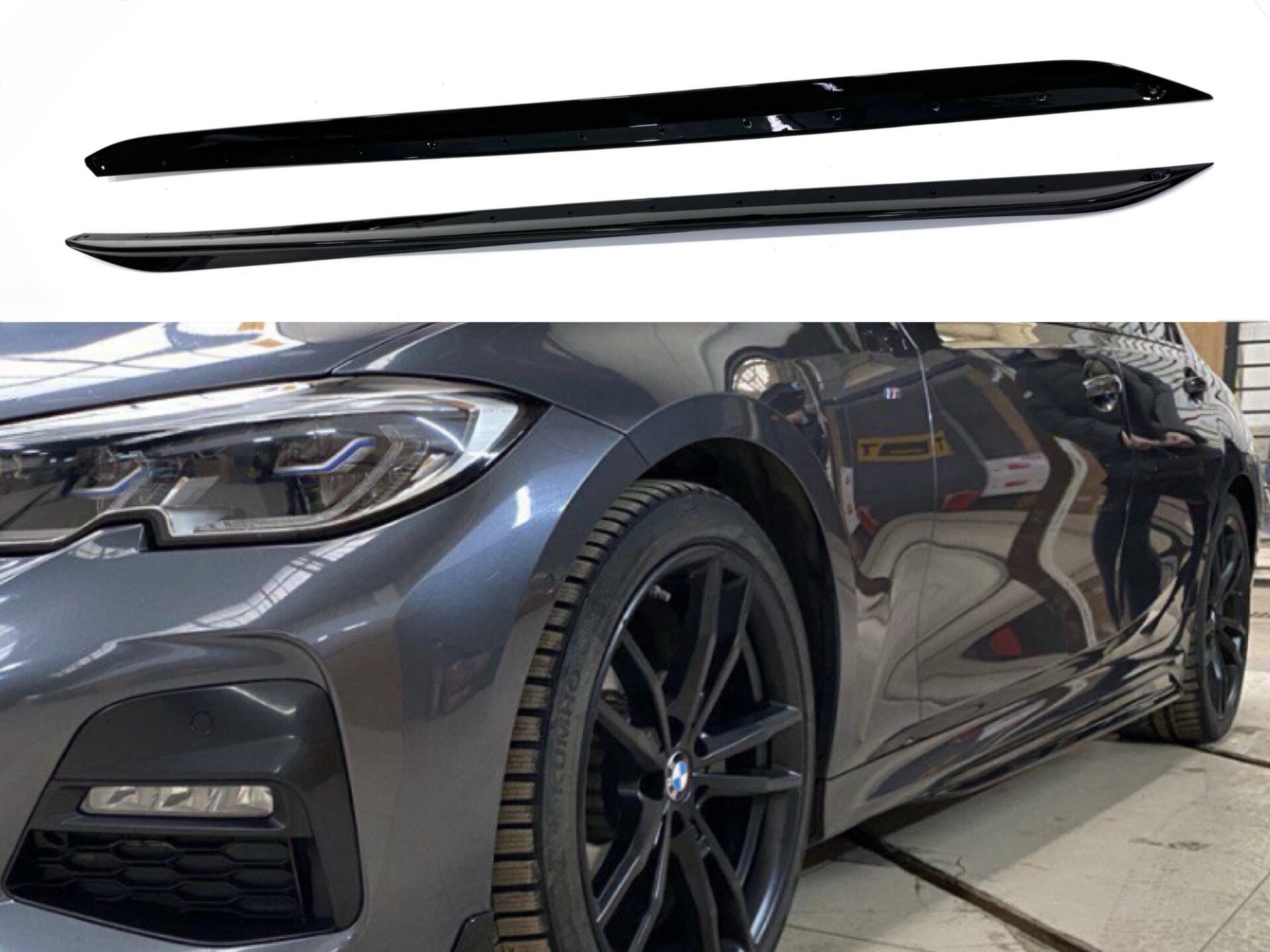 Леза під пороги M-Perfomance BMW 3 series G20 G21 2018 - 2шт. чорний глянець