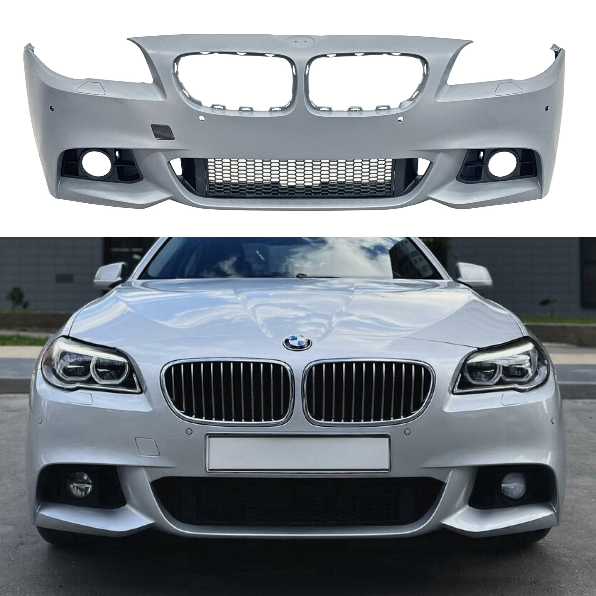 Передній бампер у зборі M Paket LCI 2013+ для BMW 5 Series F10 F11 2010-2016 ПІД ПАРКТРОННИКИ
