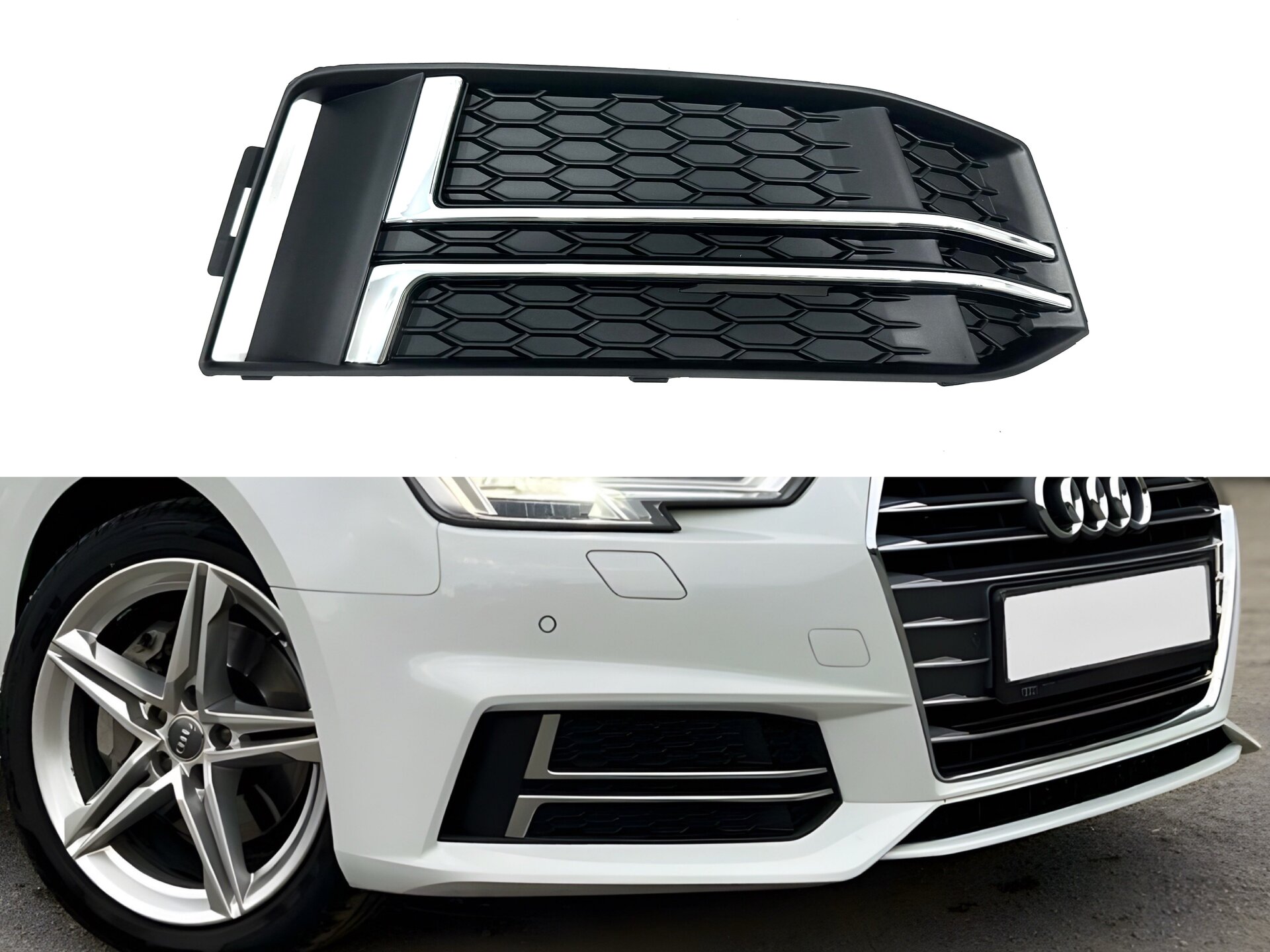 Накладка переднього бампера AUDI A4 B9 2015-2019 ПРАВА СТОРОНА