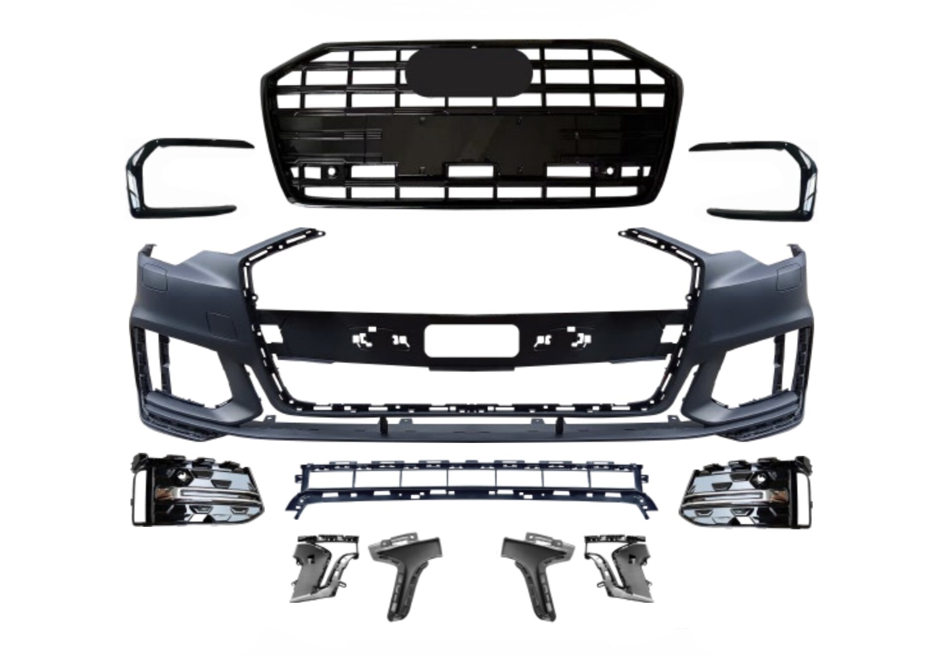 Бампер передній у зборі S-Line 2022+ BLACK для Audi A6 C8 2018+