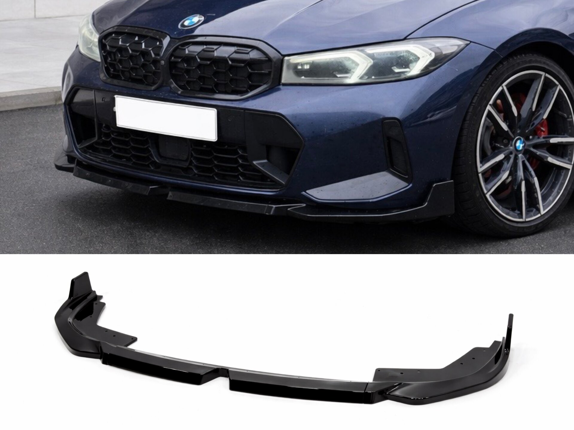 Спідниця накладка переднього бампера M-Performance BMW 3 series G20 G21 LCI 2022+ ABS пластик колір чорний глянець