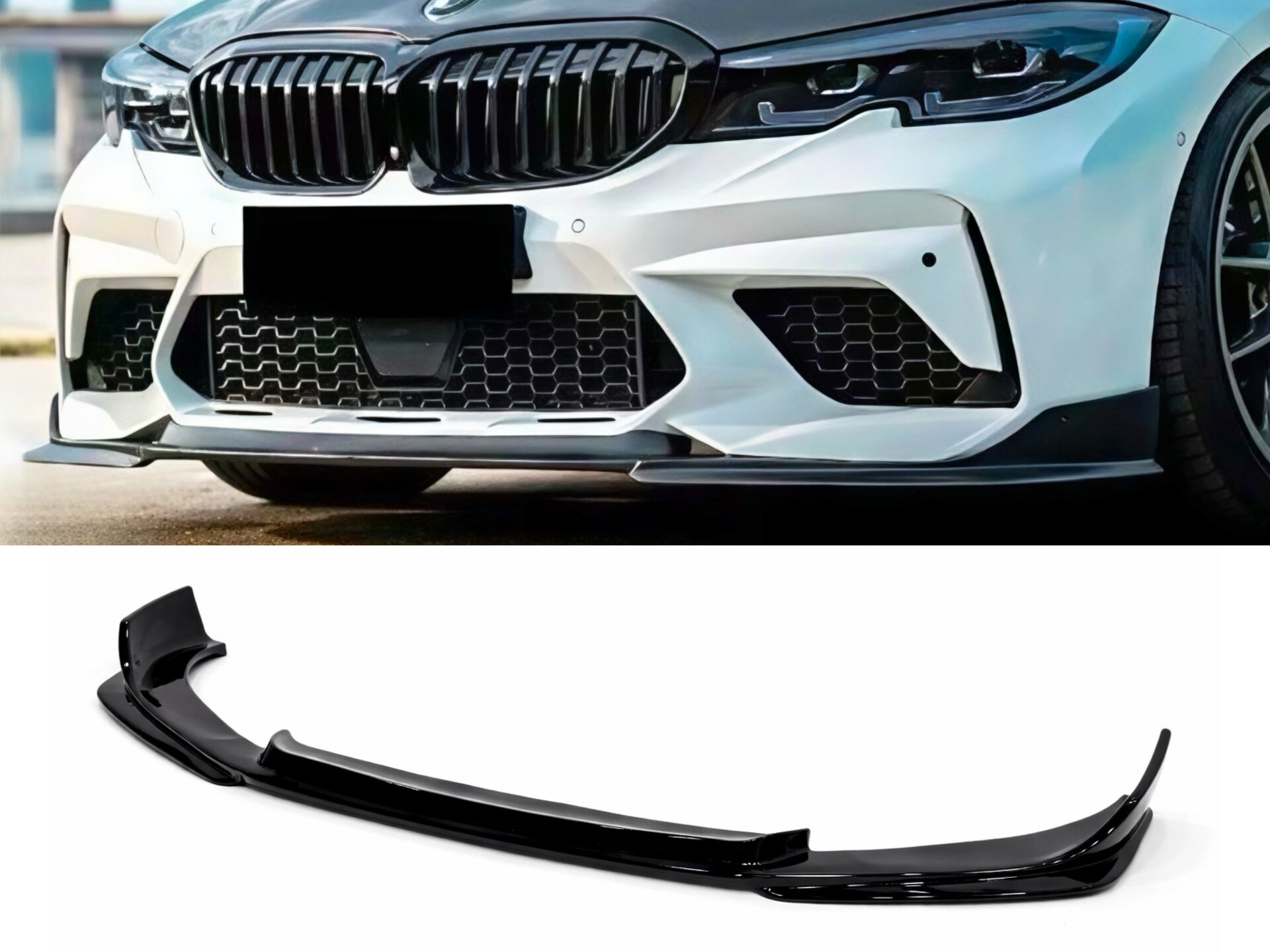 Спідниця переднього бампера M3 CS для BMW 3 series G20 G21 2018-2022 ABS пластик, чорний глянець