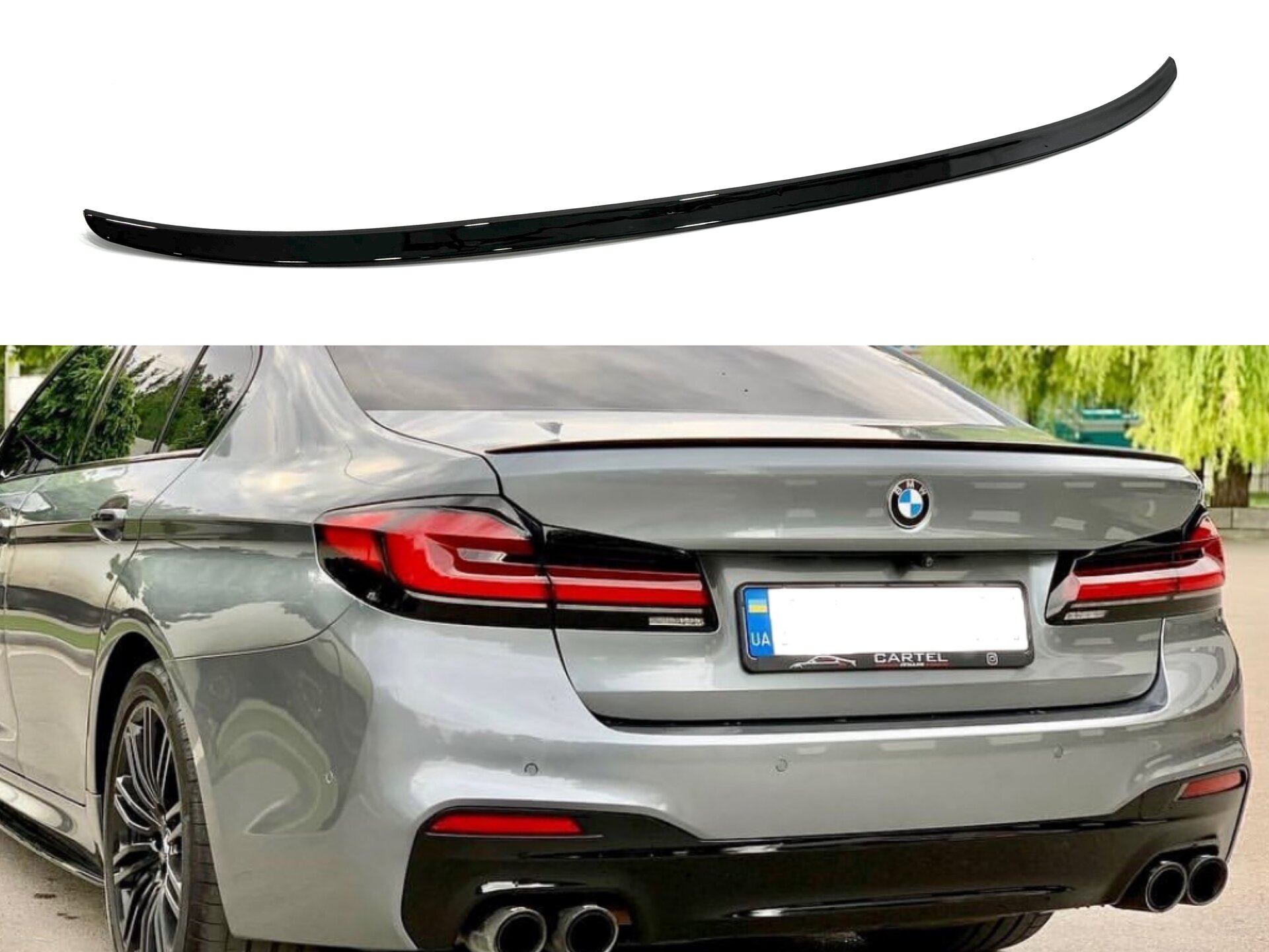 Спойлер лип M5 стиль BMW 5 series G30 2017- ABS пластик, чорний глянець