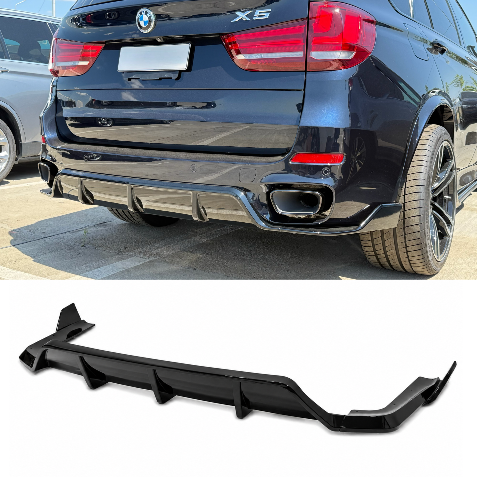Дифузор накладка заднього бампера Paradigma M-Performance для BMW X5 F15 2013-2018, колір чорний глянець