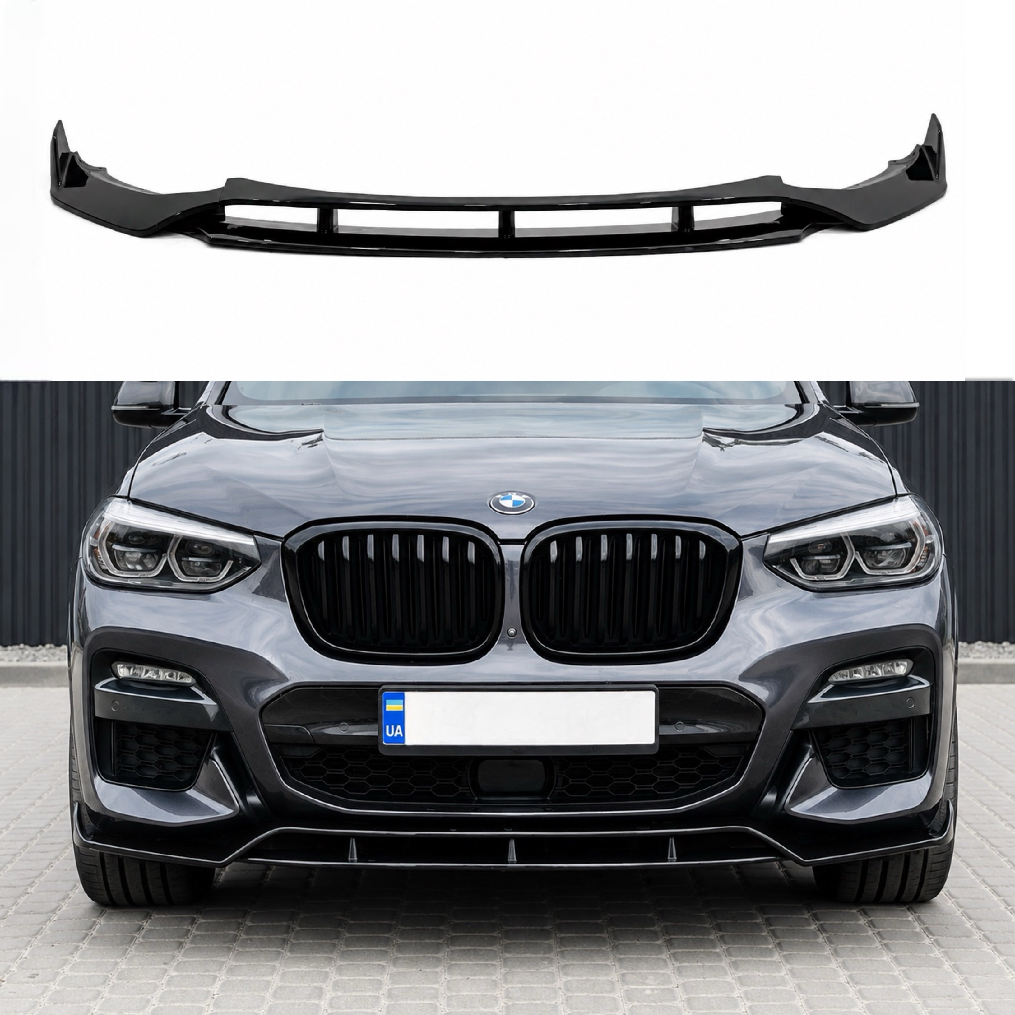 Юбка передного бампера M-Performance для BMW X3 G01 / X4 G02 2018-2021 ABS пластик, чорний глянець