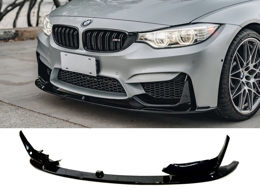 Накладка переднього бампера обвіс M3 BMW 3 series F30 F31 2012-2018 абс пластик, чорний глянець