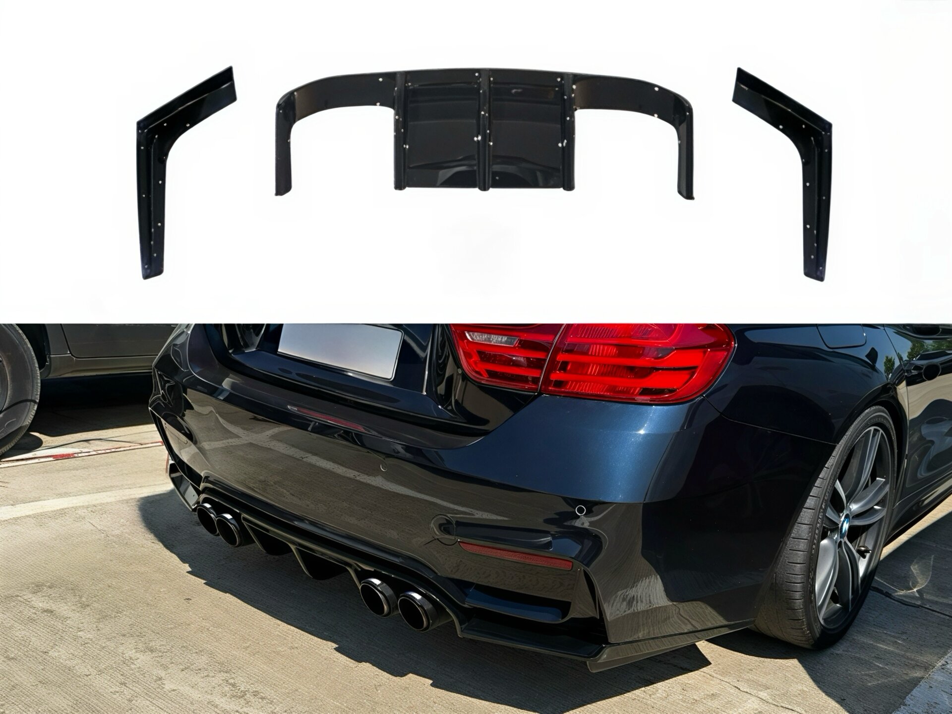 Накладка заднього бампера дифузор M-Vorsteiner до бампера M4 для BMW 4 series F32 F33 F36 2013-2020 ABS пластик, колір чорний глянець