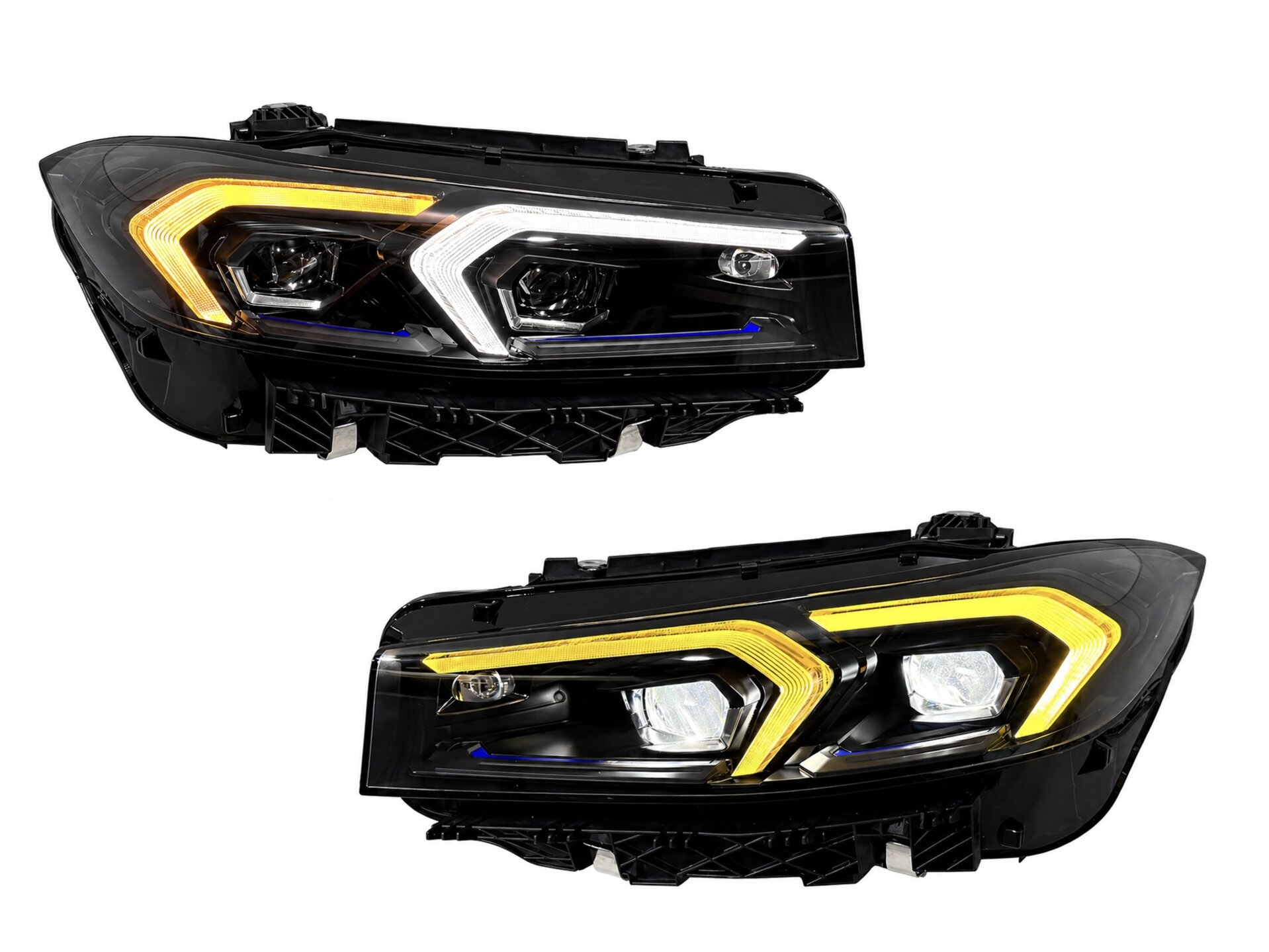 Фари LCI 2022+ рестайлінг Shadow Line для BMW G20/G21 2019-2022 2шт. із заміною бампера на 22+ / 2 РЕЖИМУ ДХО БІЛІ / ЖОВТІ