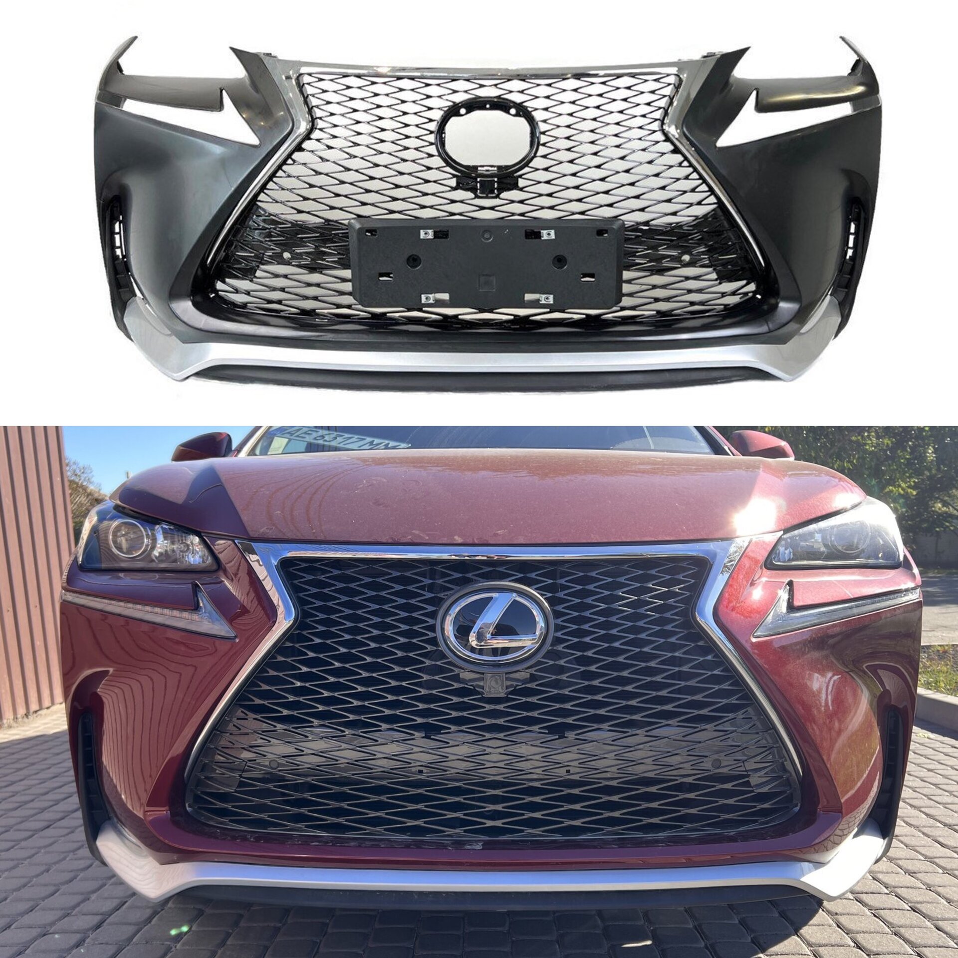 Бампер передній F-Sport Lexus NX 2014-2016 (бампер, спідниця, решітка, хром)