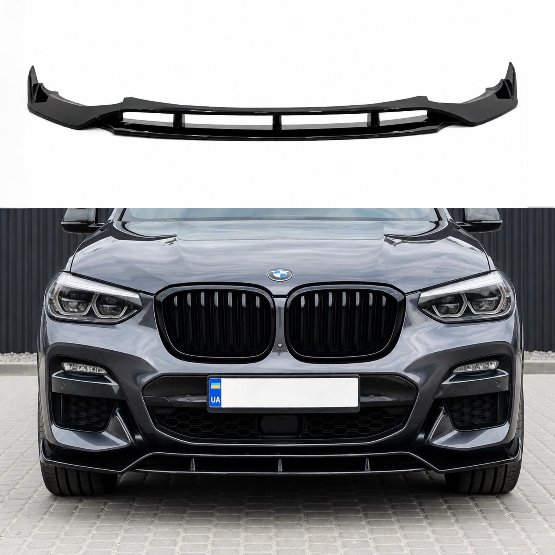 Юбка передного бампера M-Performance для BMW X3 G01 / X4 G02 2018-2021 ABS пластик, чорний глянець